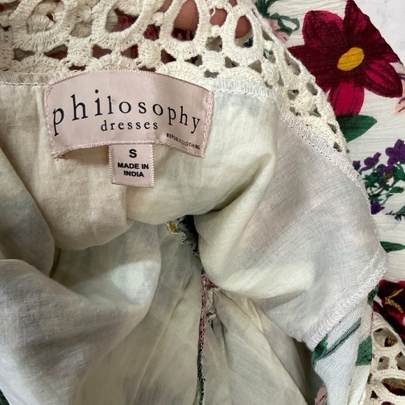 Philosophy Women Floral Maxi Dress Multi Color Lace Boat Neck Stretch Size S - Picture 8 of 10